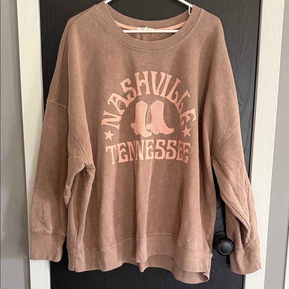 Maurices Brown Sweatshirt with Pink Nashville Tennessee Graphic